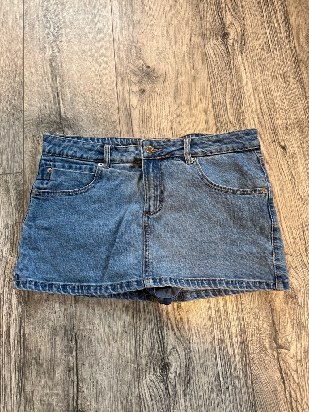 Garage Relaxed Denim Skorts - Medium Blue